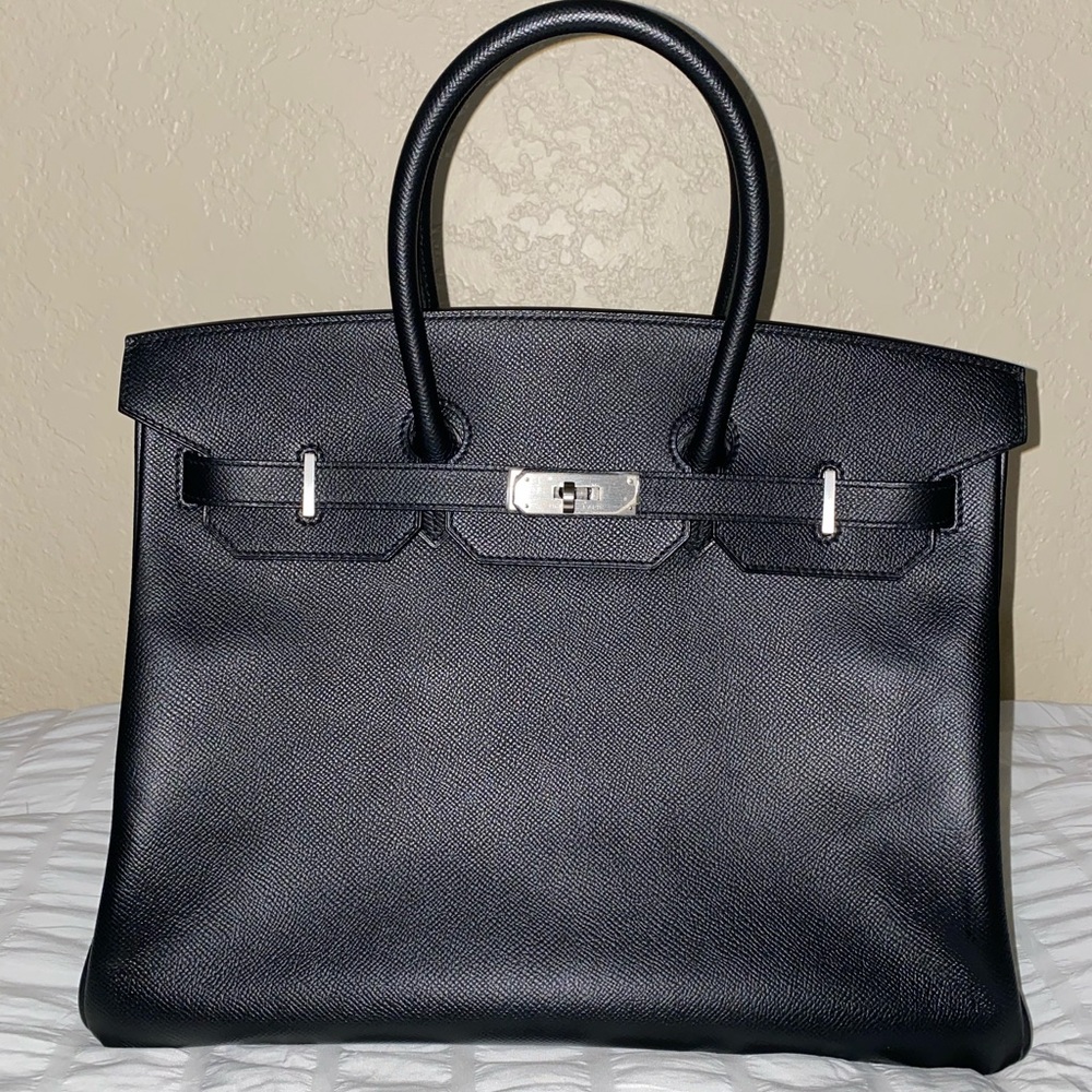 HP🎉RARE HERMÈS BIRKIN BRUSHED PALLADIUM HW EPSOM BLACK LEATHER 35 cm - Picture 1 of 16